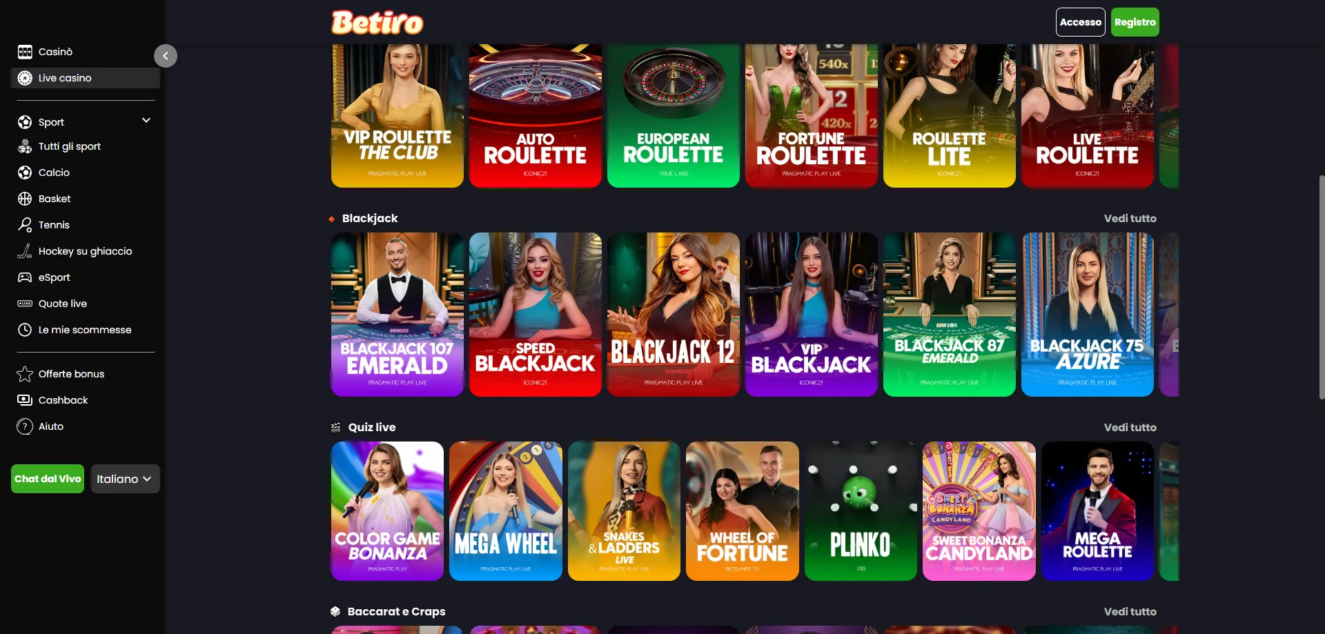 Betiro Casino prelievi veloci da mobile e desktop