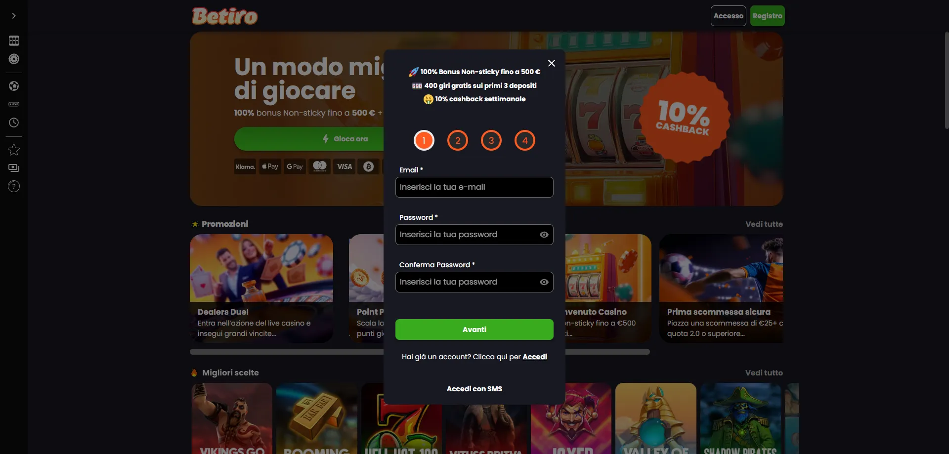 Betiro Casino bonus senza deposito — offerta per nuovi giocatori italiani